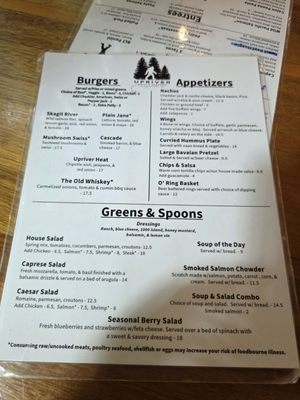 Menu photo 3 Upriver Grill & Taproom Marblemount, WA