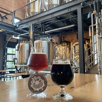Phantom Farms Brewing - Hypernova - Barleywine (left), First Anniversary - Porter (right) - Breweries Near Me - Cumberland, Rhode Island Phantom Farms Brewing - Hypernova - Barleywine (left), First Anniversary - Porter (right) - Breweries Near Me - Cumberland, Rhode Island