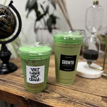 Kaffeine Alley - cold brew w Pandan cold foam (back left) & Viet Crack w Pandan cold foam (back right) 6.07.25 - Cafes Near Me - Anaheim, California Kaffeine Alley - cold brew w Pandan cold foam (back left) & Viet Crack w Pandan cold foam (back right) 6.07.25 - Cafes Near Me - Anaheim, California