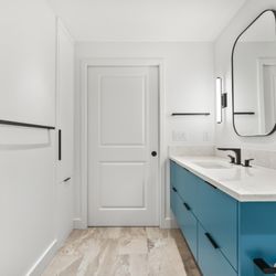 Let's Remodel - hanging vanity and pocket door