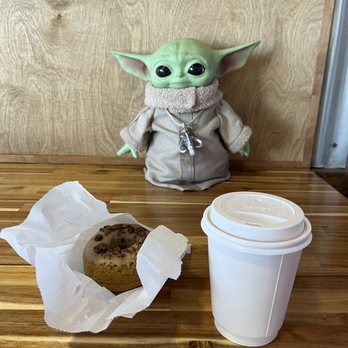 Trident Coffee - Grogu staring at my maple pecan protein donut - Coffee & Tea Near Me - Imperial Beach, California Trident Coffee - Grogu staring at my maple pecan protein donut - Coffee & Tea Near Me - Imperial Beach, California