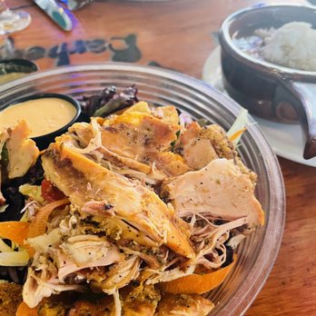 Front Range Barbeque - House salad with pulled chicken - Barbeque Near Me - Colorado Springs, Colorado Front Range Barbeque - House salad with pulled chicken - Barbeque Near Me - Colorado Springs, Colorado