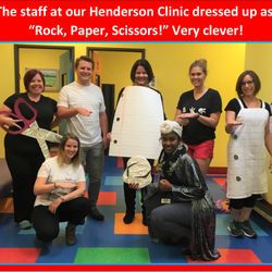 My Left Foot Children's Therapy - Henderson - The staff at our Henderson Clinic dressed up as, "Rock, Paper, Scissors!" Very clever!