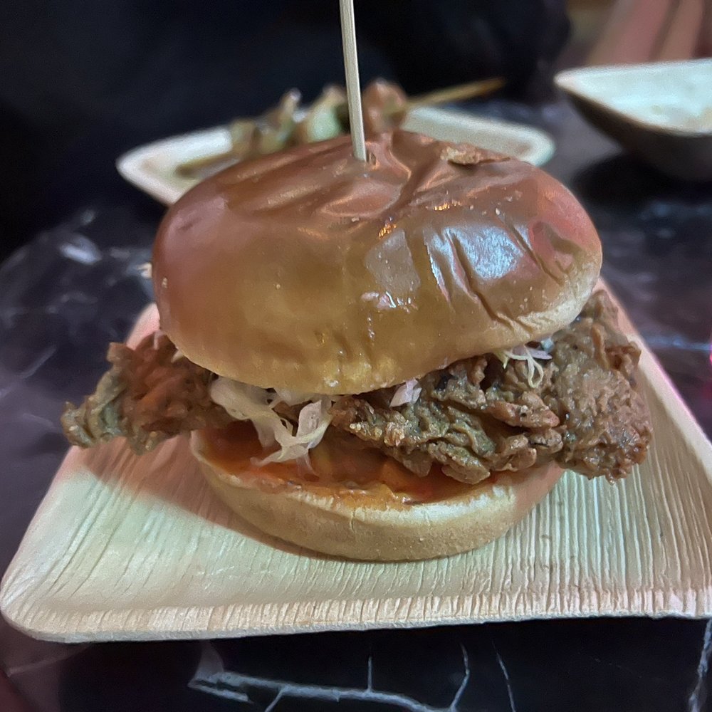 Plain Spoke Cocktail Company - Crispy chicken sandwich. Perfect. And cheap. You're welcome. - Cocktail Bars Near Me - Madison, Wisconsin