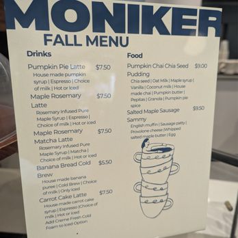 Moniker General Outpost - Fall Menu - Coffee & Tea Near Me - San Diego, California