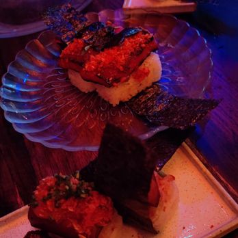 Tiki Tatsu-Ya - Spam, Mushroom, and Slingin' Shrimp Musubis - Polynesian Near Me - Austin, Texas Tiki Tatsu-Ya - Spam, Mushroom, and Slingin' Shrimp Musubis - Polynesian Near Me - Austin, Texas