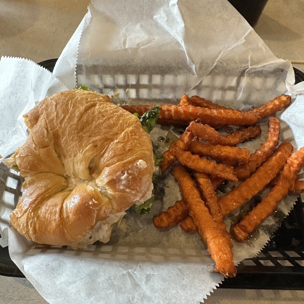 Downtown Diner - Tuna salad on croissant sandwich with honey drizzled sweet potato fries - Diners Near Me - Celebration, Florida Downtown Diner - Tuna salad on croissant sandwich with honey drizzled sweet potato fries - Diners Near Me - Celebration, Florida