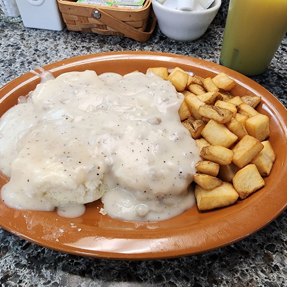 Hangar Cafe - Biscuits and Gravy with homefries - Cafes Near Me - Chandler, Arizona Hangar Cafe - Biscuits and Gravy with homefries - Cafes Near Me - Chandler, Arizona