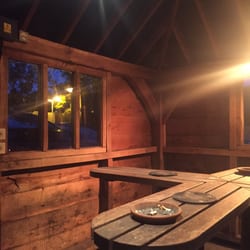 The Gate - Smoking shed with wall heaters! Nice little touch.