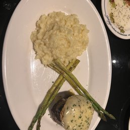 Filet Oscar topped with crab cake, w/risotto. Delicious! Filet Oscar topped with crab cake, w/risotto. Delicious!