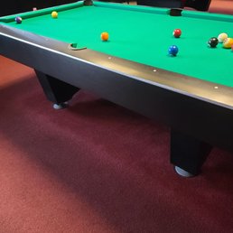 a pool table with balls on it a pool table with balls on it