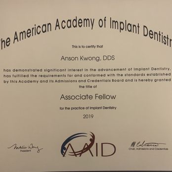 Anson Dental Studio - Associated fellow of American Academy of implant dentistry. - Cosmetic Dentists Near Me - Dublin, California Anson Dental Studio - Associated fellow of American Academy of implant dentistry. - Cosmetic Dentists Near Me - Dublin, California