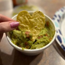 Taco Villa - Heart tortilla chips with Taco Villa guacamole. (2/25/2023)