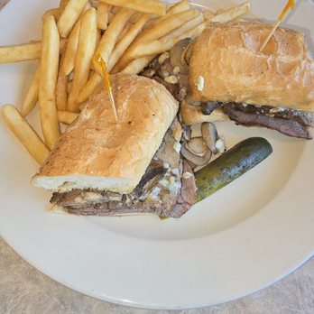 Omega Restaurant - Red, White and Bleu Sandwich with French fries - American Near Me - Downers Grove, Illinois