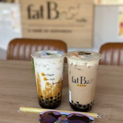 Fat Bee Café - Brown Sugar Boba Latte and Creme Brûlée bubble tea