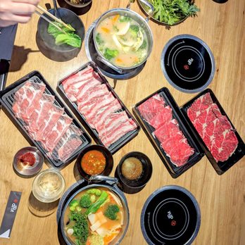 dPot Unlimited - Pork collar, wagyu galbi eye, lamb, rib eye Pork broth and spicy pork broth with veggies - Hot Pot Near Me - Irvine, California dPot Unlimited - Pork collar, wagyu galbi eye, lamb, rib eye Pork broth and spicy pork broth with veggies - Hot Pot Near Me - Irvine, California