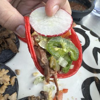Kalaveras - Barbacoa taco tuesday $1 with toppings on it from toppings bar - Cocktail Bars Near Me - Redondo Beach, California Kalaveras - Barbacoa taco tuesday $1 with toppings on it from toppings bar - Cocktail Bars Near Me - Redondo Beach, California