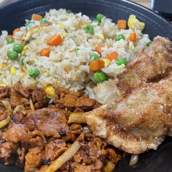 Mandu-Ya - lunch combo!! fried rice + spicy pork + 2 fried dumplings - Korean Near Me - Federal Way, Washington Mandu-Ya - lunch combo!! fried rice + spicy pork + 2 fried dumplings - Korean Near Me - Federal Way, Washington