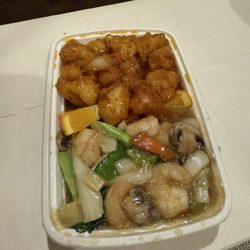 Canton Tea Garden - Dragon and Phoenix. (General Tso's chicken and Shrimp Kow).