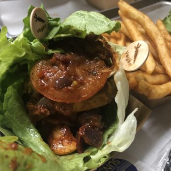 Burganic Hub - Eggplant Burger wrapped in lettuce - Burgers Near Me - Houston, Texas