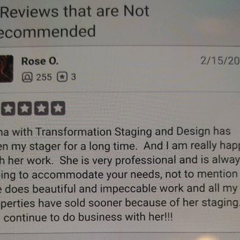 Transformations Staging & Design - Another 5 star review that YELP wouldn't post. - Home Staging Near Me Transformations Staging & Design - Another 5 star review that YELP wouldn't post. - Home Staging Near Me