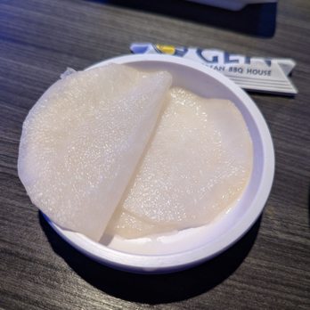 Gen Korean BBQ House - Radish paper is the best to eat with the meat along with salad if you want to avoid carbs as much as possible - tastier too! - Barbeque Near Me - San Antonio, Texas