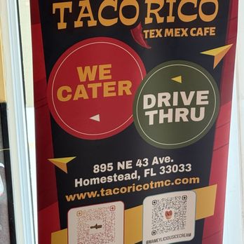 Taco Rico Tex Mex Cafe - Store sign - Tex-Mex Near Me - Homestead, Florida Taco Rico Tex Mex Cafe - Store sign - Tex-Mex Near Me - Homestead, Florida