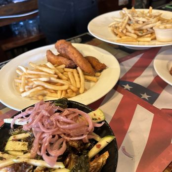 American Beauty Bistro - Brussels sprouts, chicken fingers (kids) truffles fries - New American Near Me - Massapequa, New York