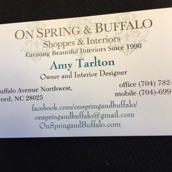 On Spring & Buffalo Shoppes & Interiors - Owners card! - Interior Design Near Me - Concord, North Carolina On Spring & Buffalo Shoppes & Interiors - Owners card! - Interior Design Near Me - Concord, North Carolina