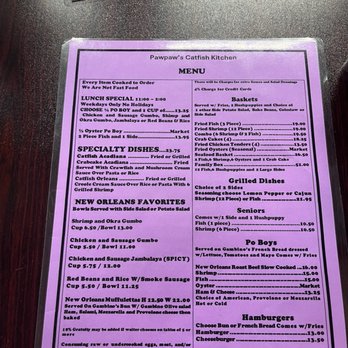 Pawpaw's Catfish Kitchen - menu - Cajun/Creole Near Me - Sevierville, Tennessee