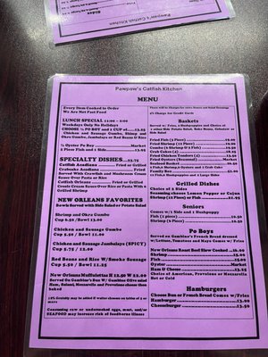 Menu photo 1 Pawpaw's Catfish Kitchen Sevierville, TN