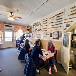 The Rolling Pin Cafe - Inside with the rolling pins decor