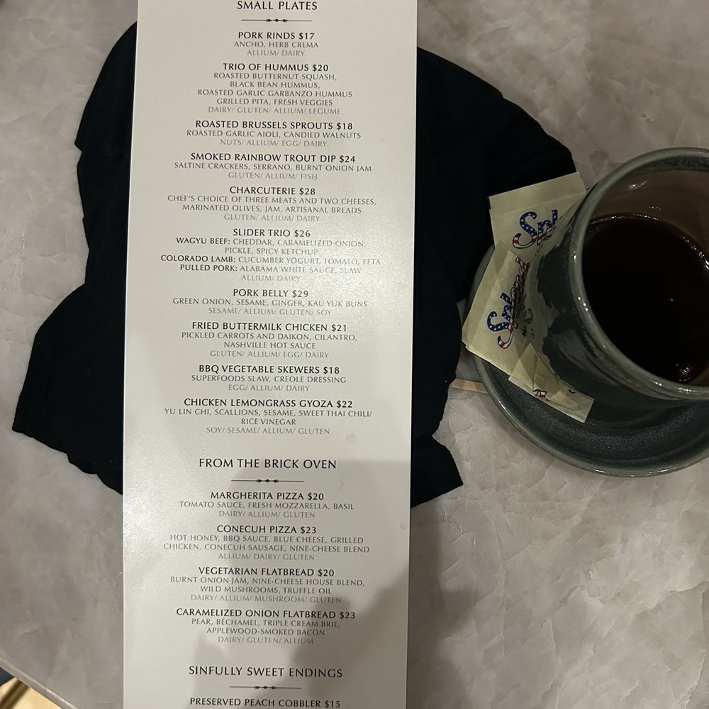 Vesper menu Vesper menu