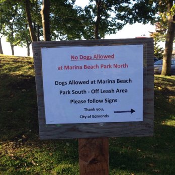 Off Leash Area Edmonds - One of the multiple signs restricting dogs - Dog Parks Near Me - Edmonds, Washington