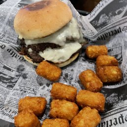 a cheeseburger and tater tots a cheeseburger and tater tots