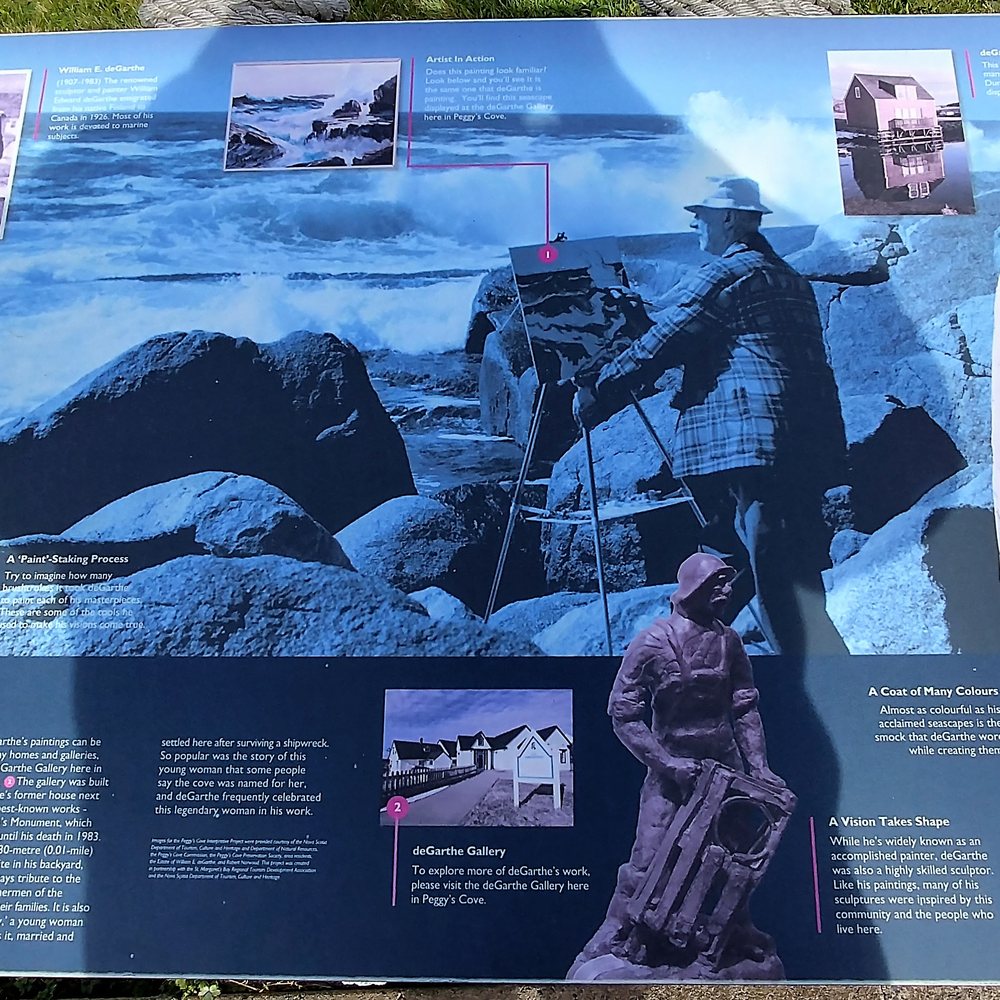 Peggy's Cove - This sign is about William deGarthe and his art. Photo taken October 26, 2017. - Landmarks & Historical Buildings Near Me - Halifax, Nova Scotia Peggy's Cove - This sign is about William deGarthe and his art. Photo taken October 26, 2017. - Landmarks & Historical Buildings Near Me - Halifax, Nova Scotia