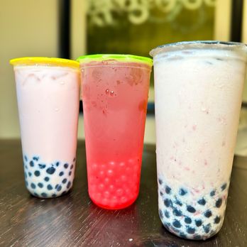 Mr Green Bubble - Valentines Day Drinks: Pink Lady w/ Popping Boba, Strawberry Milk Tea w/ Boba & Rose Milk Tea w/ Boba - Bubble Tea Near Me - Union City, California