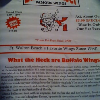 Buffalo's Reef - Front of menu - Burgers Near Me - Fort Walton Beach, Florida
