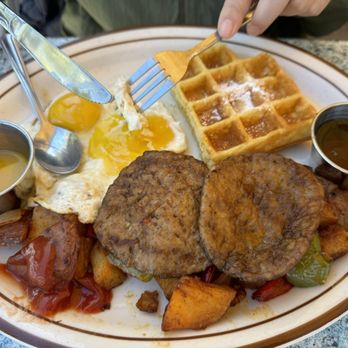 Belgian Waffle Works - Belgian waffle morning special - Burgers Near Me - Lake Arrowhead, California Belgian Waffle Works - Belgian waffle morning special - Burgers Near Me - Lake Arrowhead, California