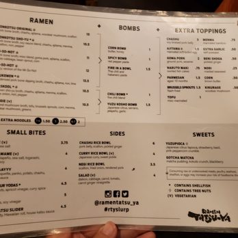 Ramen Tatsu-Ya - Menu - Ramen Near Me - Austin, Texas
