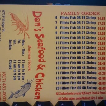 Dan's Seafood & Chicken - Menu (front side) - Seafood Near Me - Fort Worth, Texas Dan's Seafood & Chicken - Menu (front side) - Seafood Near Me - Fort Worth, Texas
