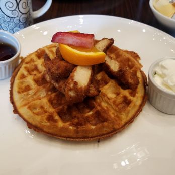 Siempre Restaurant - Chicken and Waffle with maple syrup and sour cream - Breakfast & Brunch Near Me - Toronto, Ontario Siempre Restaurant - Chicken and Waffle with maple syrup and sour cream - Breakfast & Brunch Near Me - Toronto, Ontario