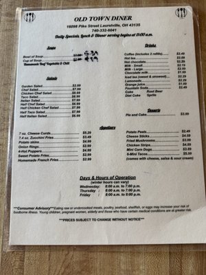 Menu photo 2 Old Town Diner Laurelville, OH Menu photo 2 Old Town Diner Laurelville, OH