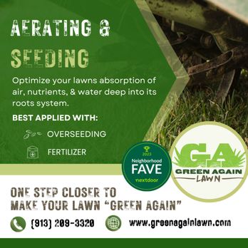 Green Again Lawn - We can do aerating, verticutting and seeding September - October 15th! - Lawn Services Near Me Green Again Lawn - We can do aerating, verticutting and seeding September - October 15th! - Lawn Services Near Me