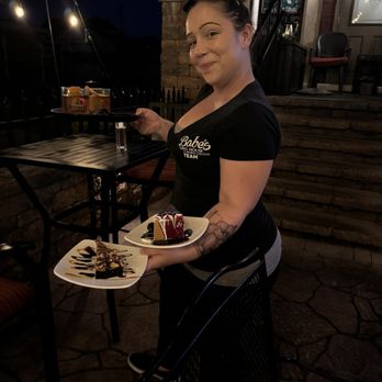Babes Grill House - The beautifully fantastic Miss KrisTEN bringing us our drinks and desserts! The other one was snickers pie - New American Near Me - Palmyra, Pennsylvania Babes Grill House - The beautifully fantastic Miss KrisTEN bringing us our drinks and desserts! The other one was snickers pie - New American Near Me - Palmyra, Pennsylvania