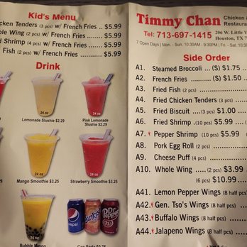 T& C Chicken & Seafood - Back of menu - Chinese Near Me - Houston, Texas