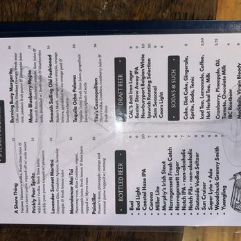 The Lobster - Cocktail menu - Seafood Near Me - Gloucester, Massachusetts