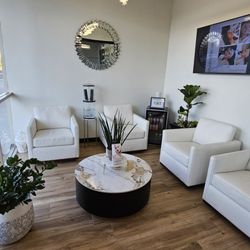 Blessed Lashes and Beauty - Our waiting area with comfortable genuine leather chairs to sit in while you await your services.
