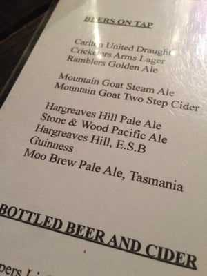 Menu photo 3 Napier Hotel Fitzroy, VIC