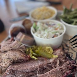 The Bold Mariner - brisket, slaw, green beans, pulled pork, mac and cheese